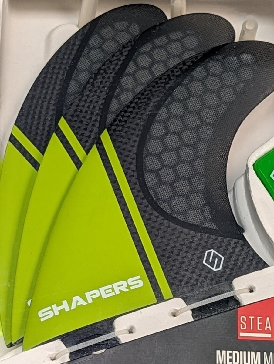 SHAPERS Fits FCS 3 fin medium tri thruster surfboard fins carbon