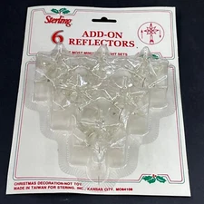 6 Vintage Sterling Clear Star Add On String Mini Light Reflectors Covers NIB