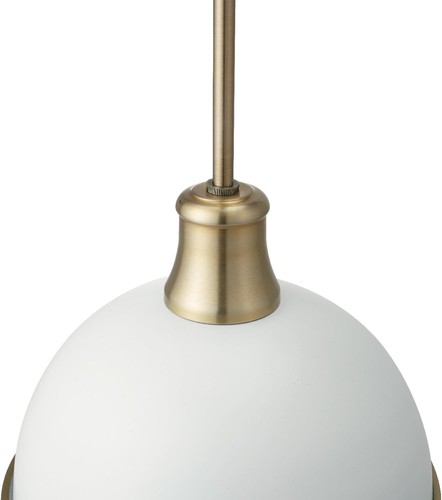 Globe Electric 60824 1-Light Pendant, Matte White, Matte Brass Accents - NEW - 第 6/9 張圖片