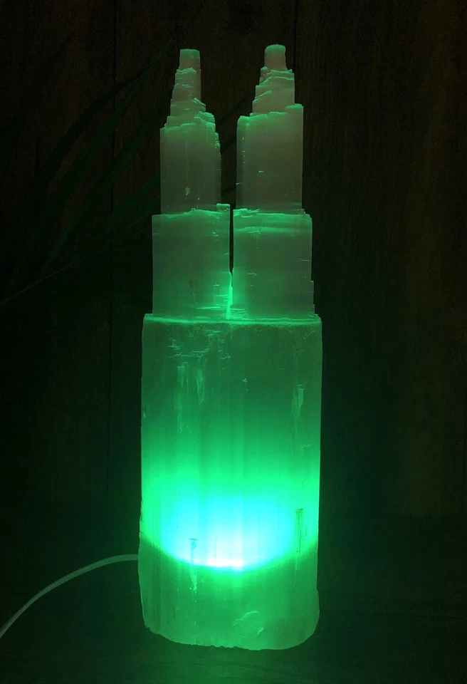 15"-18" Extra Large Selenite Lamp And Cord LED Multi Color Selenite Lamp Tower - Image 2 of 4
