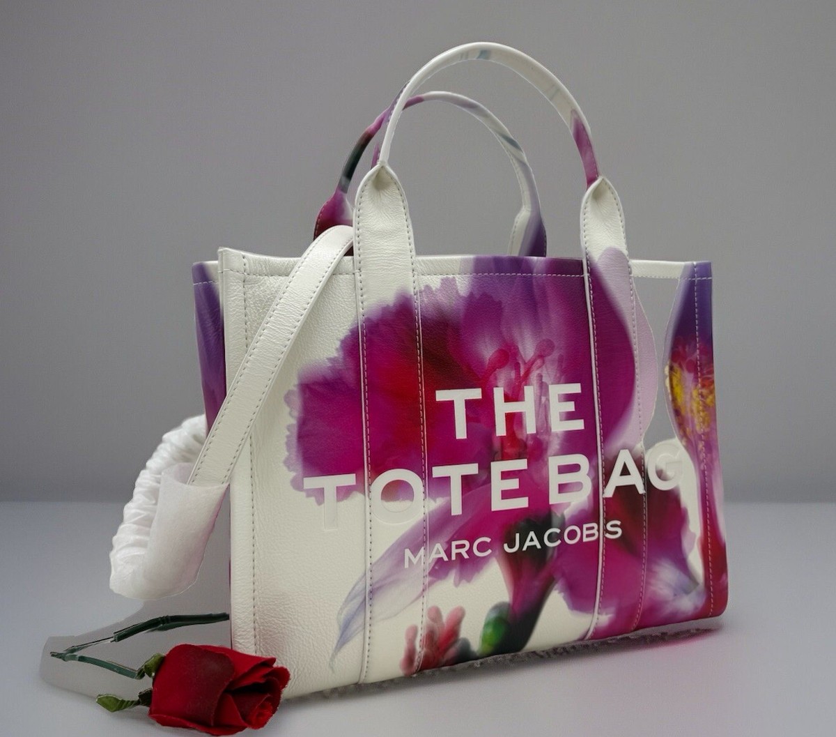 トートバッグ Marc Jacobs Multicolor Fabric Shopping Bag Auth NWT $550 MARC JACOBS The Future Floral White & Pink