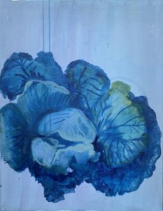 Brigitte-tietze-berlin-oil-painting-still-curled-kale-cabbage-expressiver