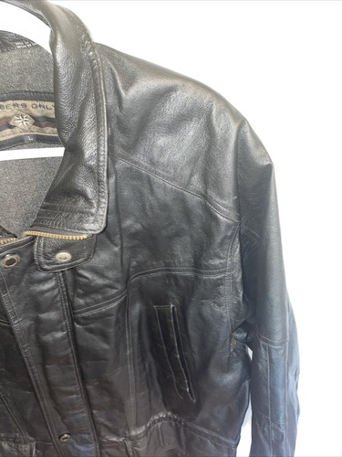 Members Only Full Zip Coat Mens Size Large Heavy Black Leather Pockets Vintage - Picture 4 of 12