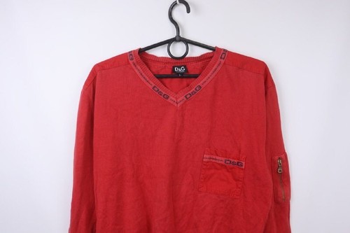 Dolce & Gabbana Red Cotton V-Neck Long Sleeves Pullover Sweatshirt L - Picture 3 of 16