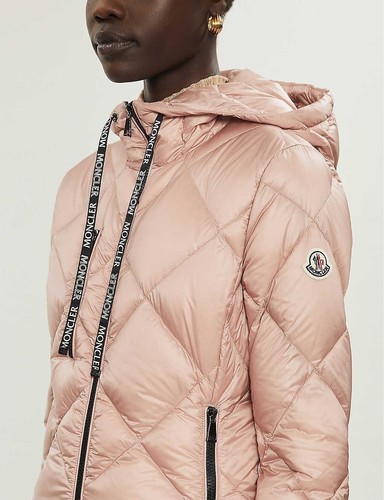 MONCLER Olux Down Diamond-Quilted Hooded Puffer Jacket in Light Pink XL/5 $1245 - Picture 10 of 24