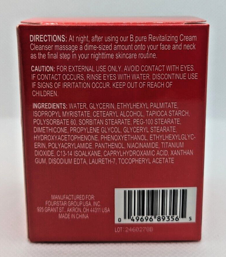 b-pure Revitalizing Hydrating Night Cream with Vitamins E, B3 & B5 - NEW