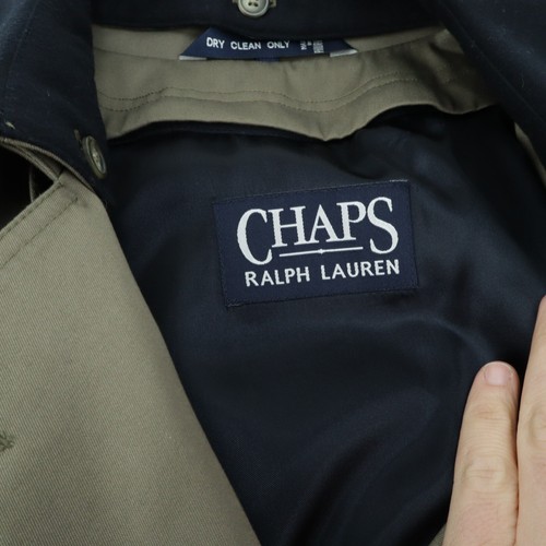 VTG Chaps Ralph Lauren Fleece Wool Lined Trench Coat Overcoat Khaki Beige 40R - Picture 8 of 23