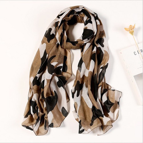 New Camouflage Soft Cotton Voile Scarf Wrap Shawl Stole Scarves Comfortable - Picture 9 of 14