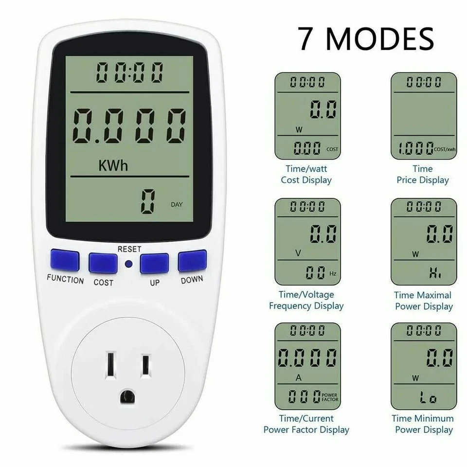 Kuman Electricity Kilowatt/Hour Usage Monitor Wall Plug with Digital LCD - Image 3 of 4
