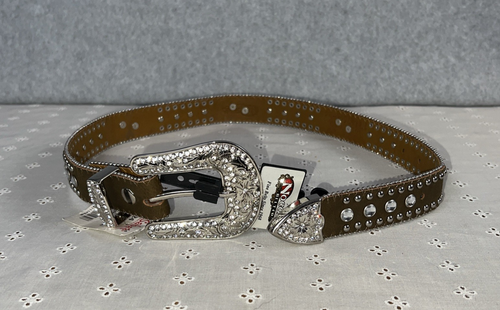 Nocona Western Studded Bejewel Belt Horses NWT Girls Size 24 Silver Rhinestones - Picture 2 of 10