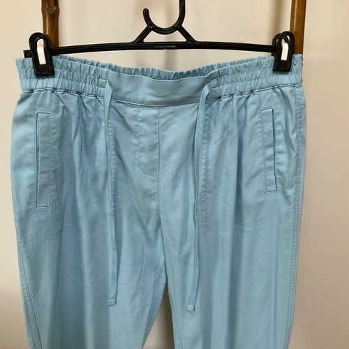 Sportscraft Blue Linen Blend Tapered Leg Elastic Waist Ankle Length Pant Size 10 - Picture 2 of 6
