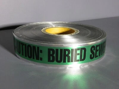 CH HANSON 2 Inch Detectable Underground Tape Caution Buried Sewer Line 1000 Ft