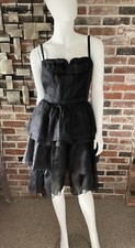 NWOT D&G Dolce & Gabbana Black Silk Bustier Corset Dress. Ruffle Tiered  IT40
