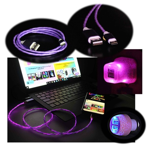 LED Light Up Charging Charger Cable USB Data Cord iPhone Android Type C Phone - Picture 41 of 72