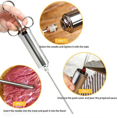 Siringa marinaio in acciaio inox BBQ siringa per arrosto siringa per spezie carne accessori per barbecue - Foto 2 di 12