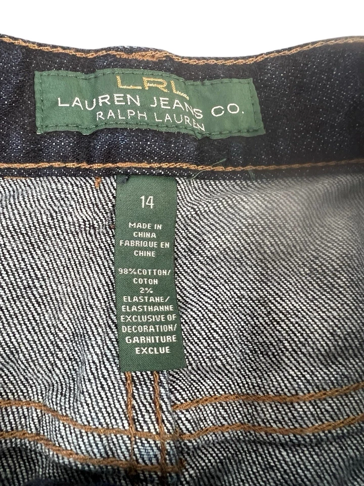 VTG Ralph Lauren Jeans Co Denim Jean Skirt Knee Length Sz 14 Y2K Logo Preppy - Image 3 of 4