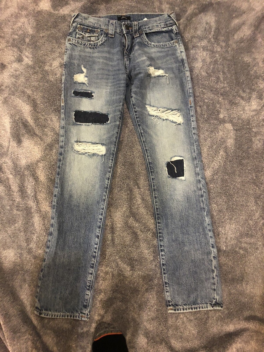 True Religion Ricky Relaxed *30x33* Straight Jeans Distressed