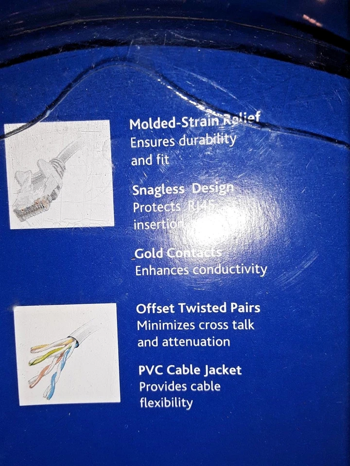 Cable Ethernet Ativa Networking Car 5e 7 pies RJ45 macho/macho nuevo Foto 3 de 3