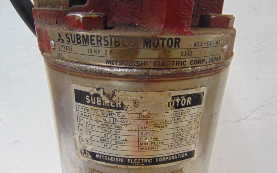 MOTOR SUMERGIBLE MITSUBISHI, C06B015, WSB-CA, M6, 15 HP, 3 FASES, 380/460 VOLTIOS Foto 2 de 4