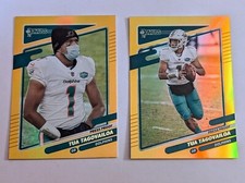 2021 Donruss Premium GOLD Holo #61 Tua Tagovailoa Base+Variation 2 Cards Lot/Set