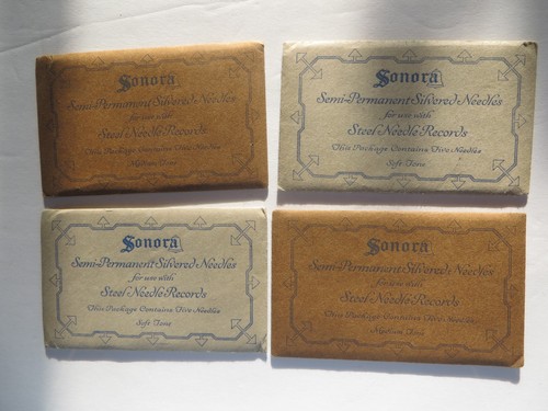4- 3 Sealed  1 opened Complete Sonora Semi-permanent Silvered Needles Phonograph