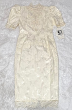 Vestido de novia Jessica McClintock para mujer cuello alto 12 marfil encaje perla lentejuelas EE. UU.