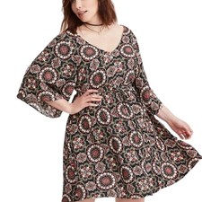 Torrid Medallion Print Lattice Challis V-Neck Flowy Dress Womens Size 3 3x