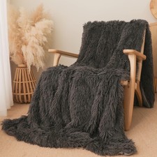 Extra Soft Faux Fur Throw Blanket 50x60 - Reversible Fluffy Shaggy Double Lay...