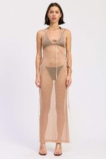 BodyCon Clubwear Sheer Metallic Knit Maxi Dress
