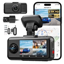 REDTIGER 3 Channel Dash Cam 4K/2.5K 1080P 5.8GHz WiFi Touch Screen Hardwire kit