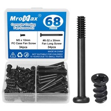 34 Sets 68Pcs Computer Cooling Fan Screws Kit, 6-32 x 30mm Fan Screw  M5 ...