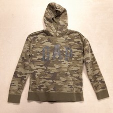 Gap Kids Pullover Camouflage Hoodie 2XL 14-16 Green GAP Logo Pockets