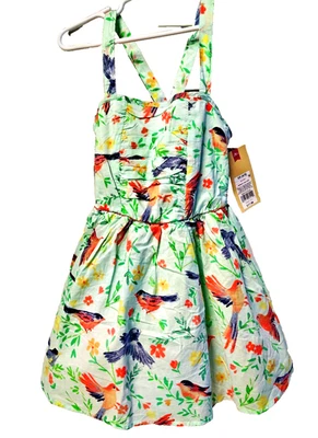 NWT Cherokee Girls XS 4/5 Mint Green Bird Floral Dress Party Spring Summer - Image 1 of 4