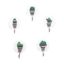 5Pcs Bamboo Self-Adhesive Hooks Cartoon Style Wall Hanger for Home Organization