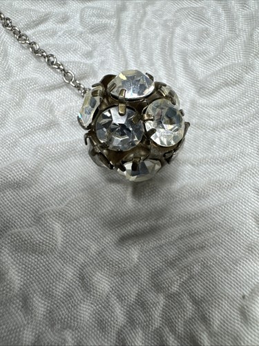 Collana Vintage Tennis Cristallo Strass Scintillanti Tono Argento 30" - Bellissima - Foto 12 di 14