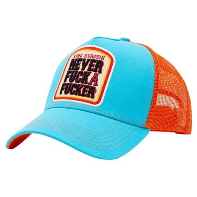 King Kerosin Never Fuck a Fucker Snapback Cap skyblue orange 98326