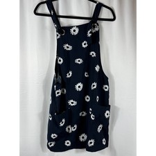 Mango Casual Navy Blue Daisy Print Tie Strap Pinafore Mini Dress Womens Size 4