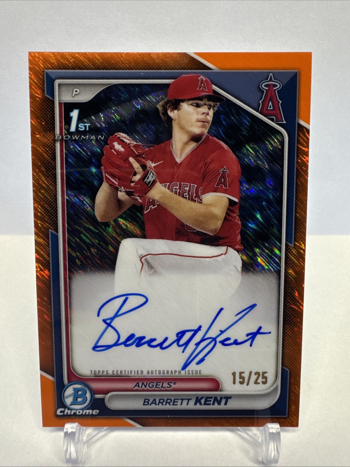 2024 Bowman Chrome Barrett Kent 1st Bowman Orange Shimmer Auto /25 CPA-BK