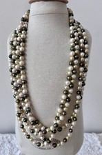 100 Long Cultured Pearl Strand Necklace Mixed Colours Knotted 216g Vintage