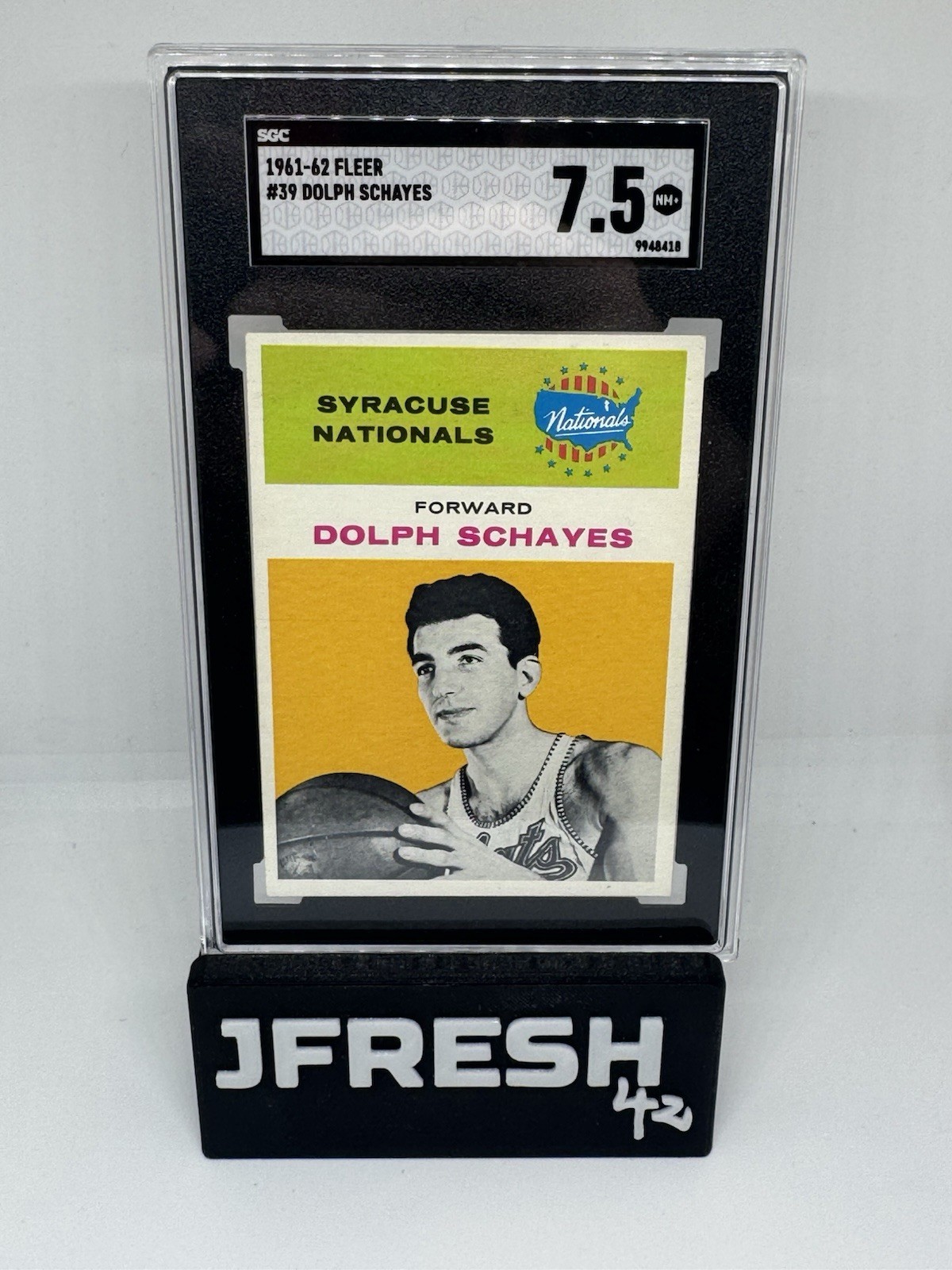 1961-62 Fleer Basketball #39 Dolph Schayes Nationals HOF SGC 7.5 NM