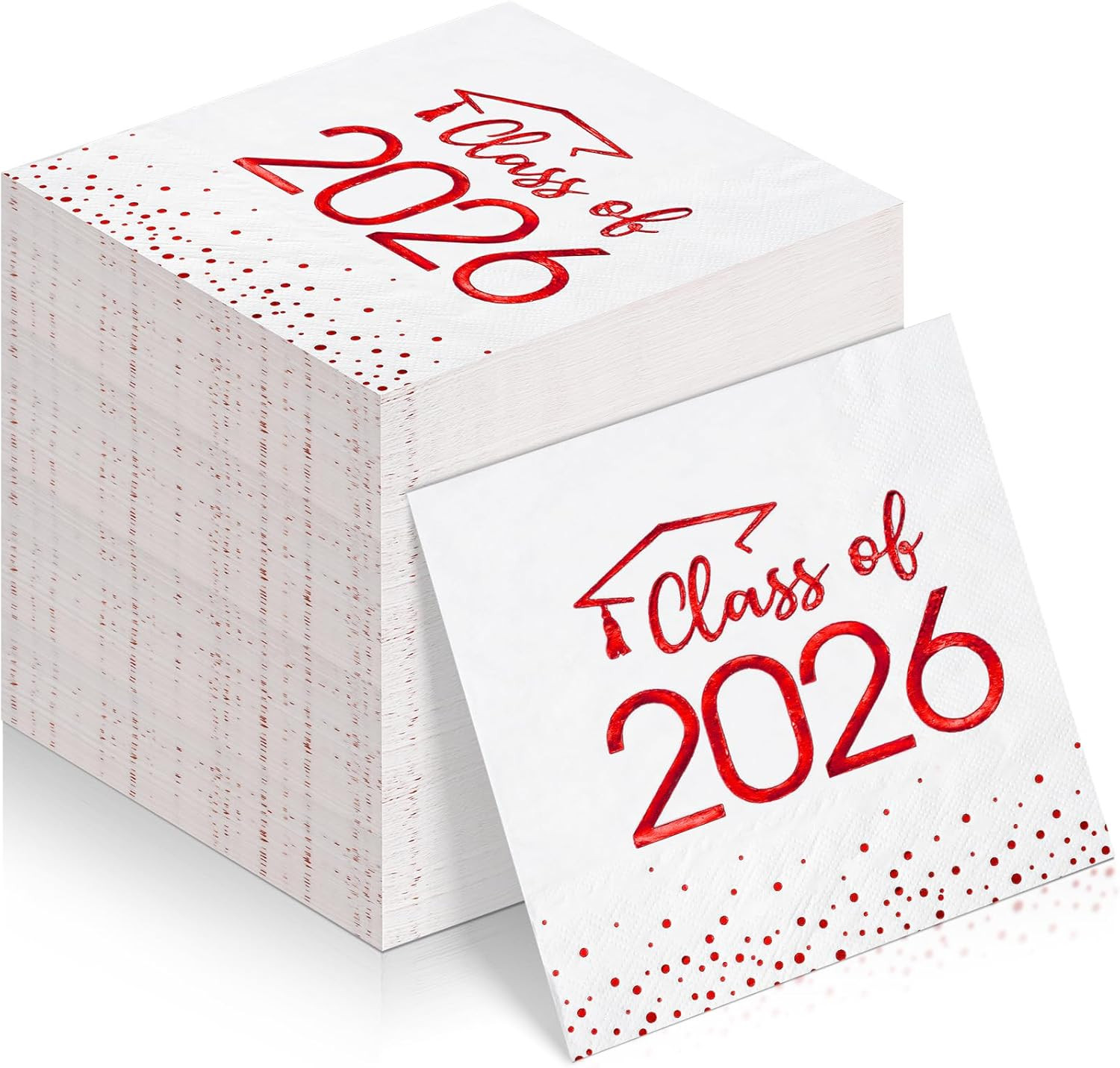 100Pcs Class of 2026 Graduation Napkins, Disposable Congrats Grad Paper Cocktail