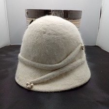 VTG Mr John Sophisticates NY PARIS IVORY Cloche Hat Brim Felt Corona Italy 1960s