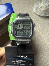 Casio AE1200WHD-1A Digital Quartz Silver Band Digital Watch for Men