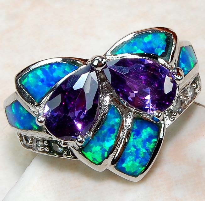 2CT Amethyst 925 Solid Sterling Silver Ring Sz 6 GA4-3