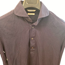 Suitsupply Mens Navy Blue Long Sleeve Cotton Extra Slim Fit Polo Shirt 15.5-40