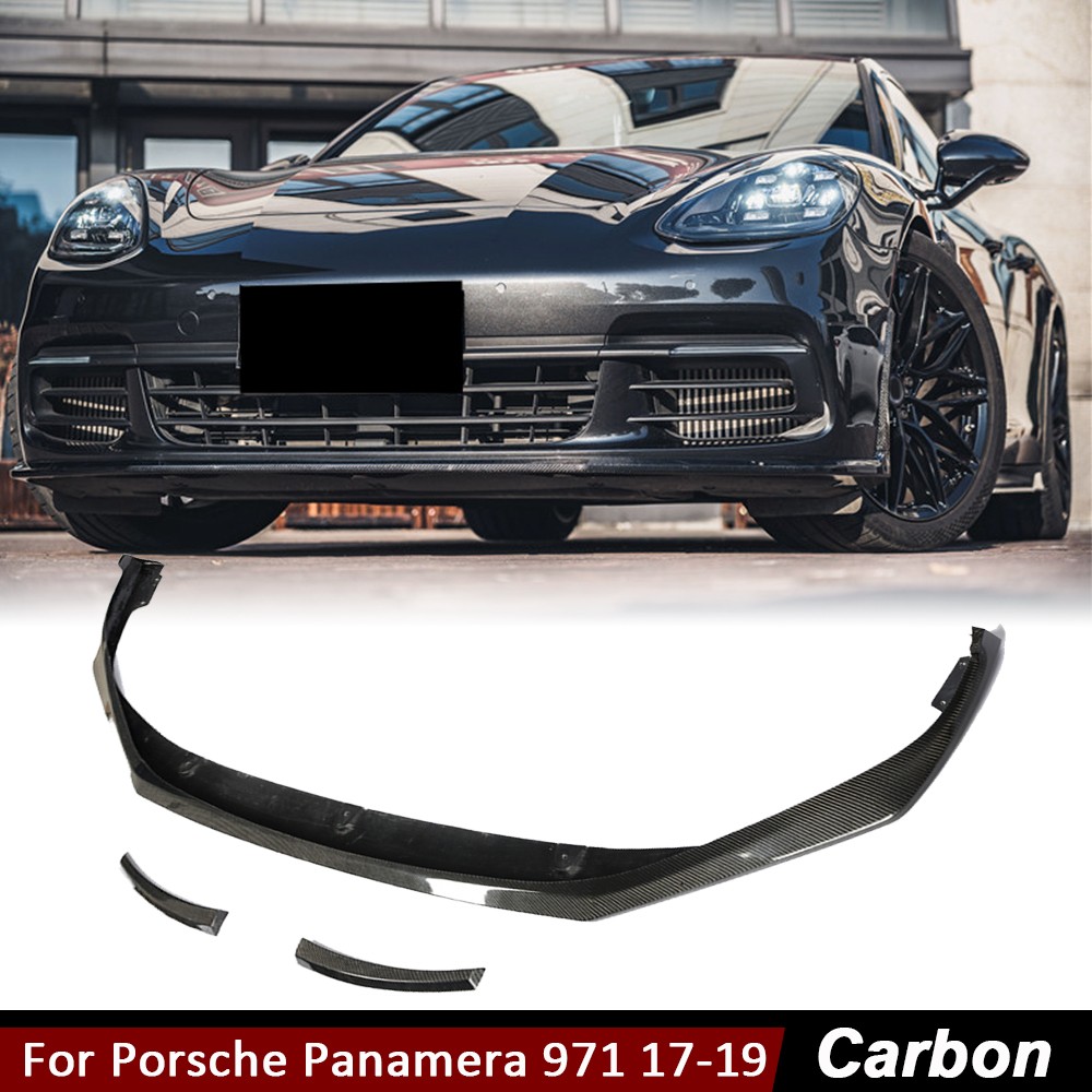 For Porsche Panamera 971 2017-2019 Real Carbon Front Bumper Lip Spoiler Splitter