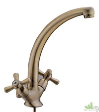 RUBINETTO CUCINA SERIE SOFIA MONOFORO LAVELLO CROCE BRONZATO LAVANDINO MANOPOLE