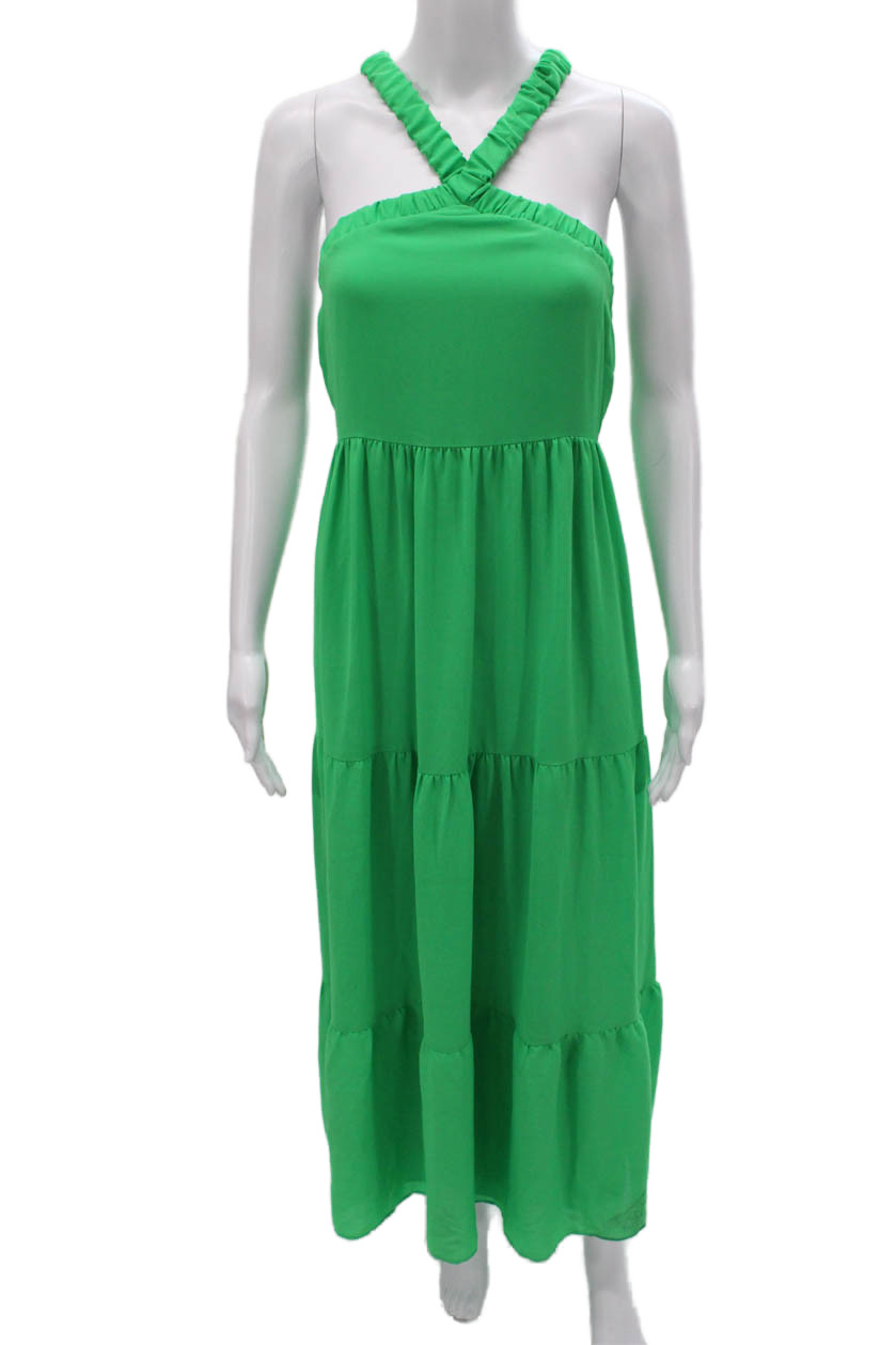 Show Me Your Mumu Women Green Halter Sleeveless Maxi Dress Size SFree Shipping in US $100+ Orders | $6.95 Orders Below