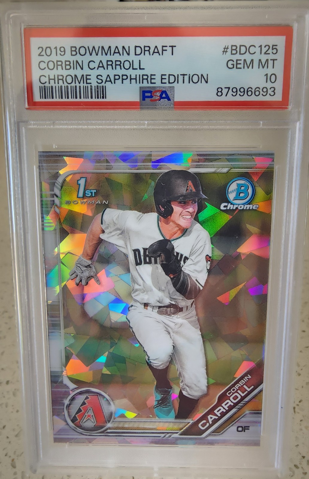 2019 Bowman Draft Corbin Carroll 1st Chrome Sapphire Edition #BDC125 PSA GEM 10