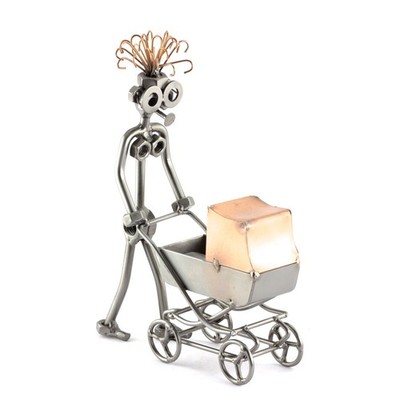 Steelman24 Woman with Pushchair Sculpture Nuts and Bolts Handmade,Action Figures